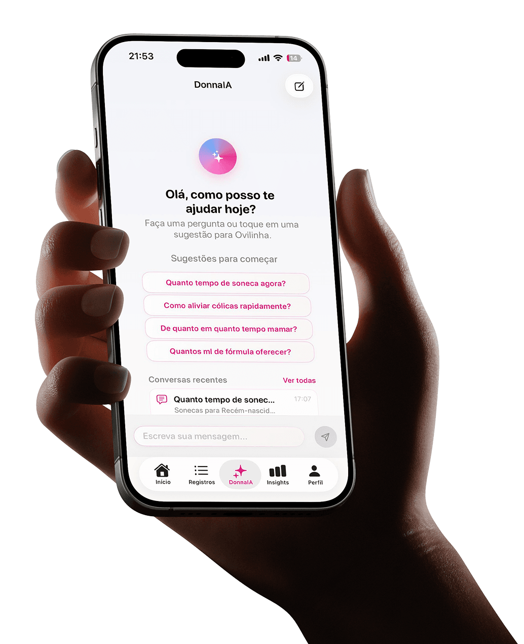 App DonnaAI em um iPhone