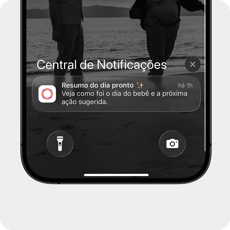 Mockup de notificações do aplicativo DonnaAI