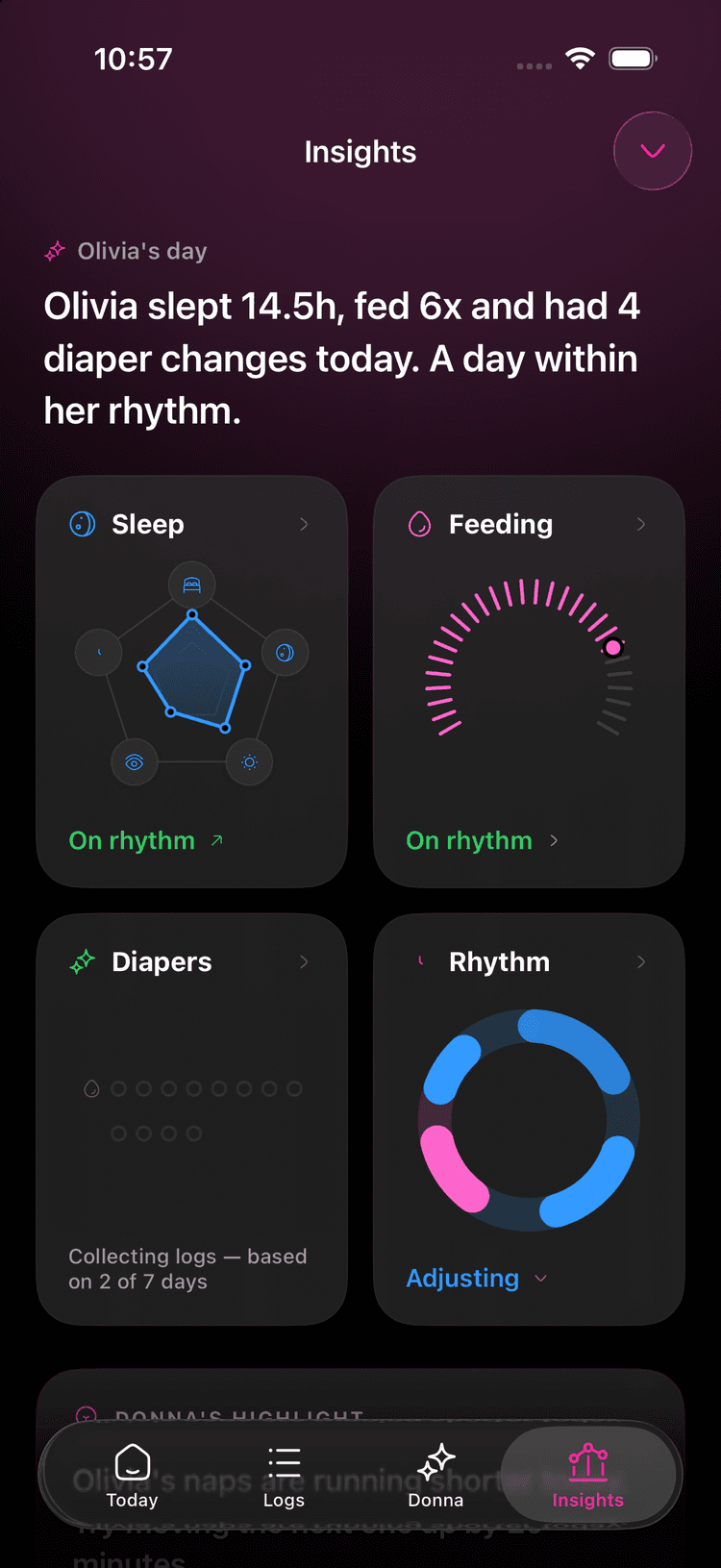 DonnaAI app interface - Patterns you can actually use.